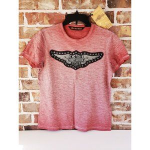 Harley-Davidson® Women's Studded Wing Short Sleeve Tee - Red Size Med